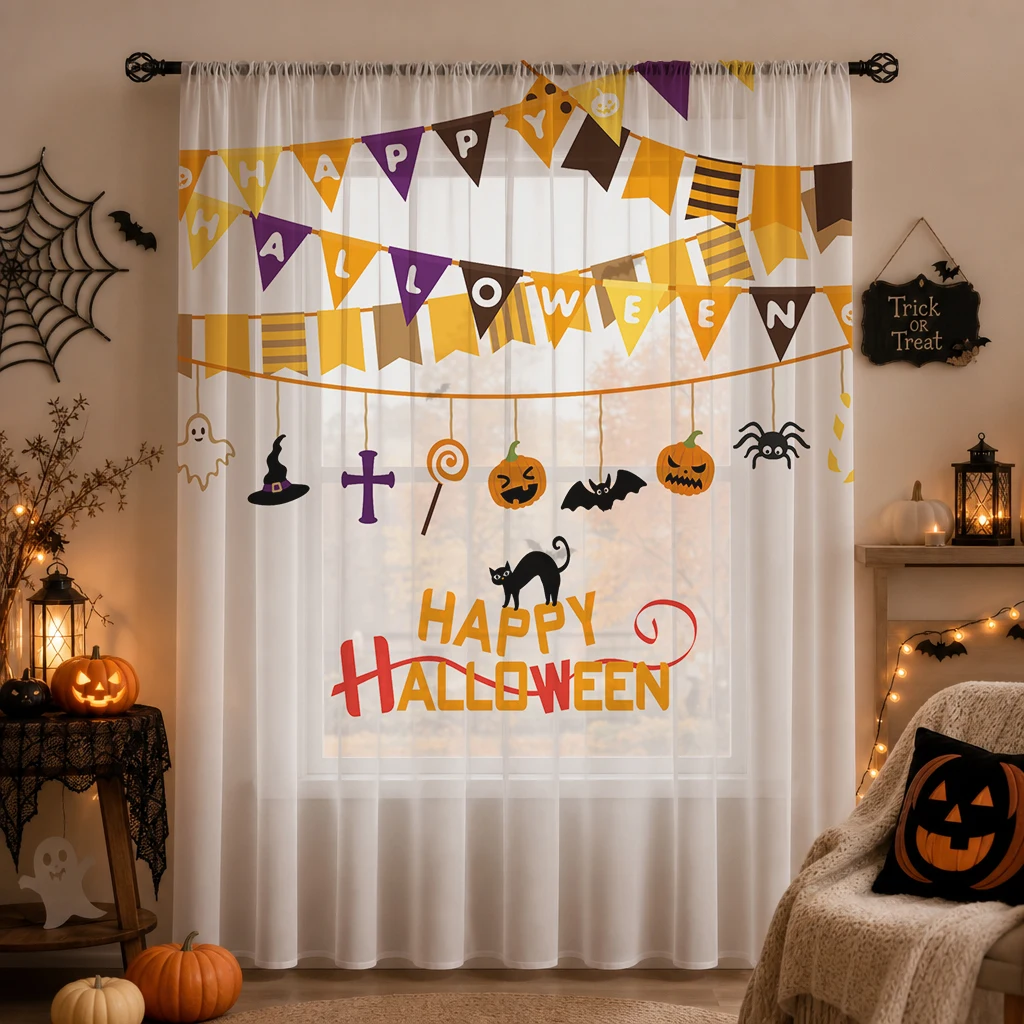 Halloween Festival Sheer Curta - Curtain Sheer Voile review and price