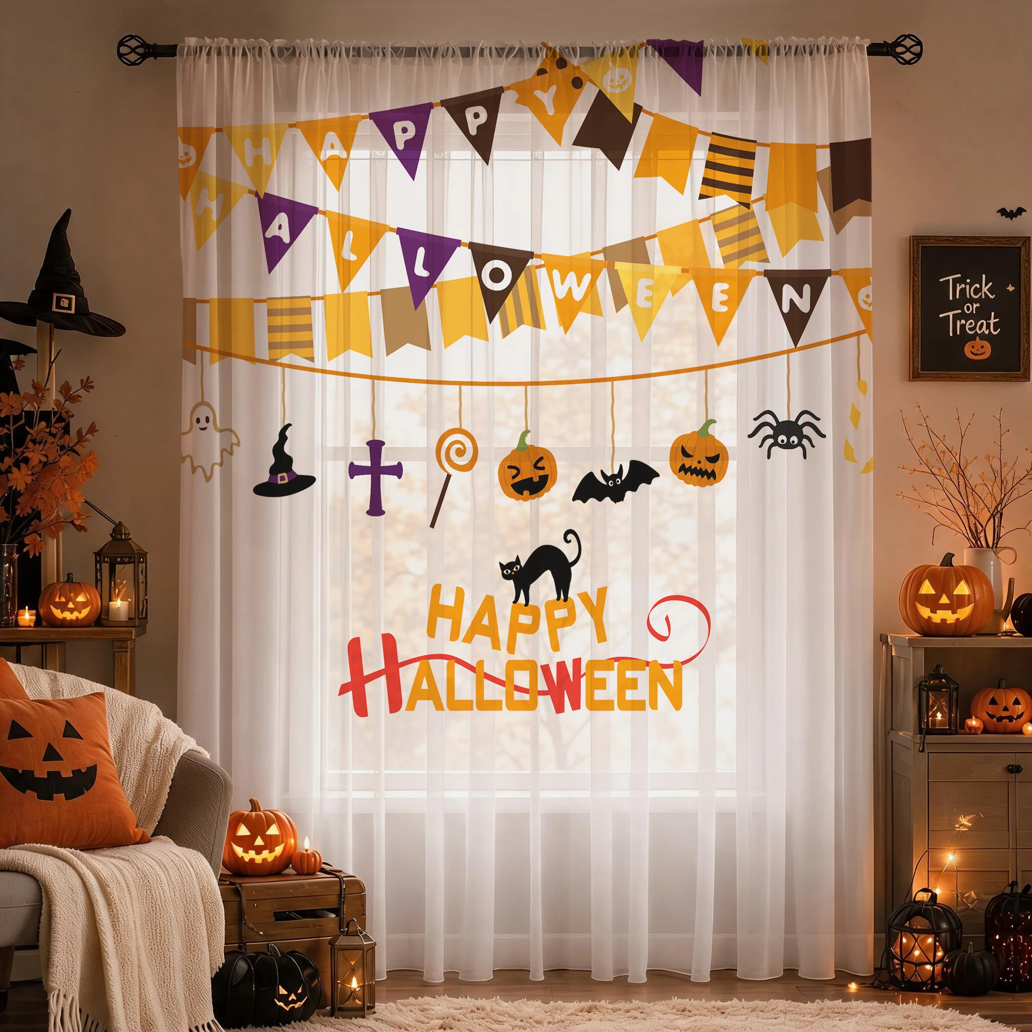Halloween Festival Sheer Curta - Curtain Sheer Voile review and price