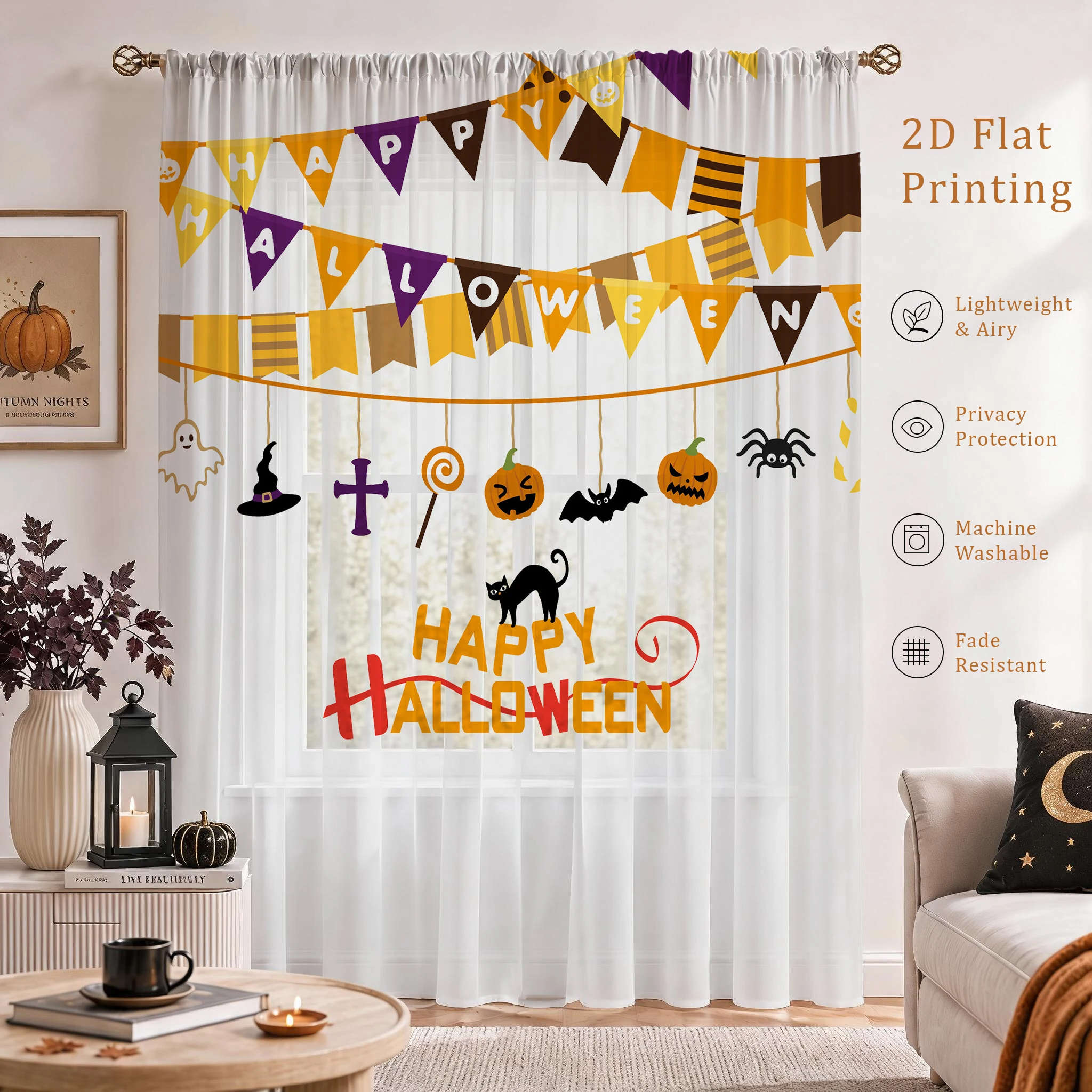 Halloween Festival Sheer Curta - Curtain Sheer Voile review and price