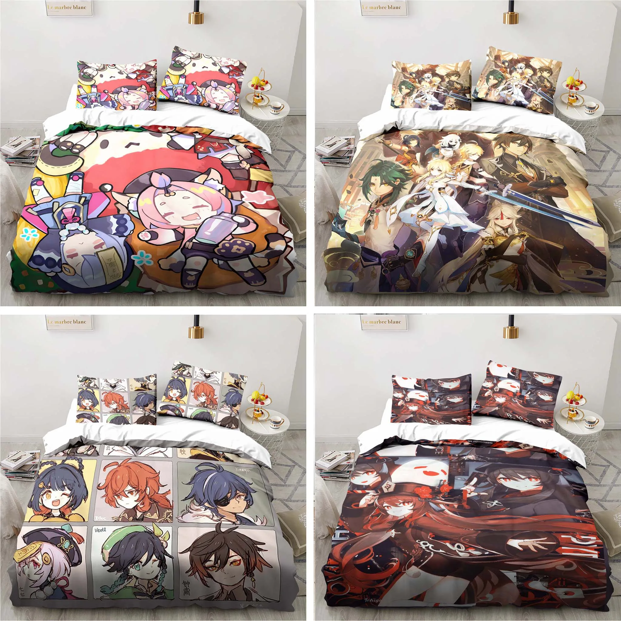 Cartoon Anime Genshin Impact G - Linen Duvet Cover review and price