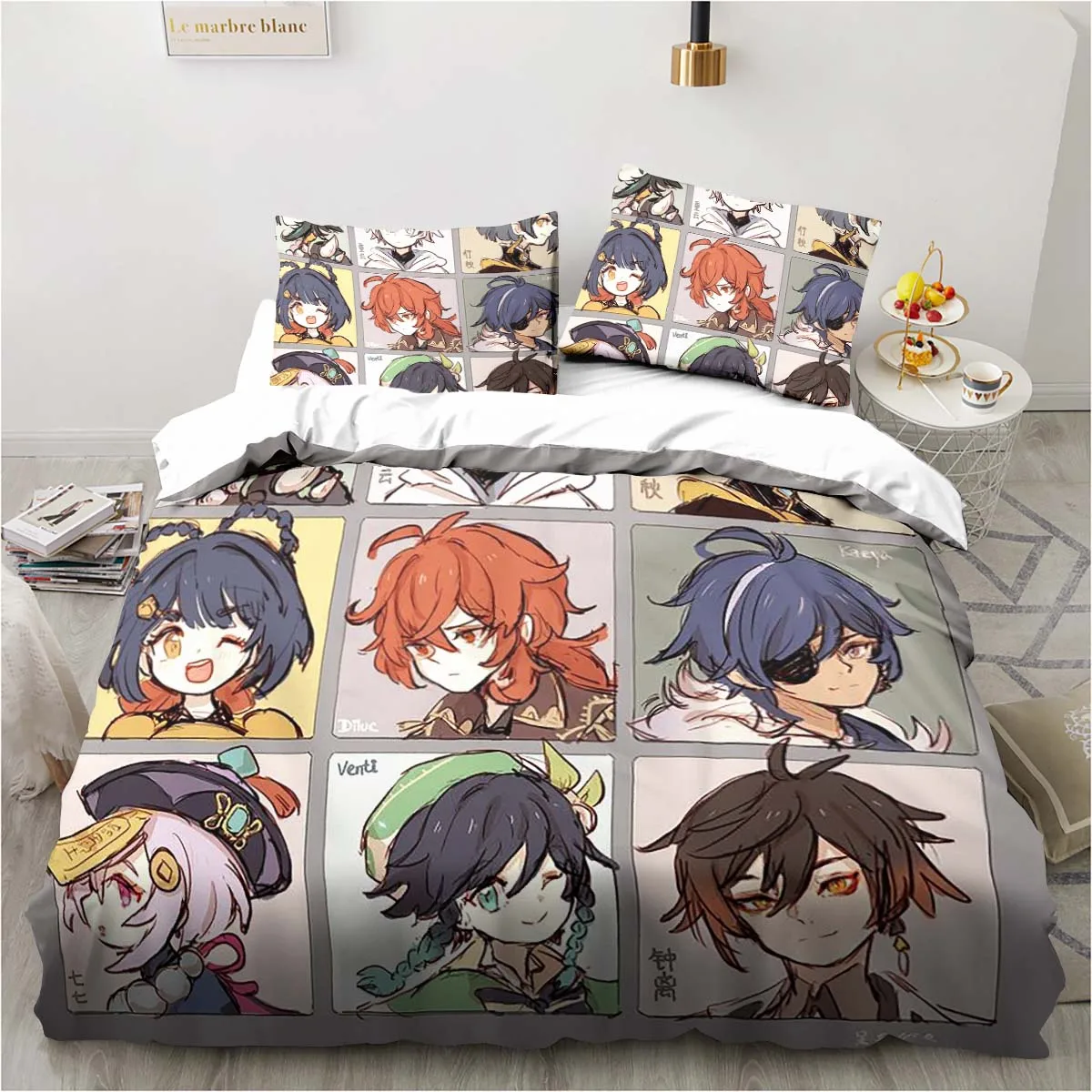 Cartoon Anime Genshin Impact G - Linen Duvet Cover review and price