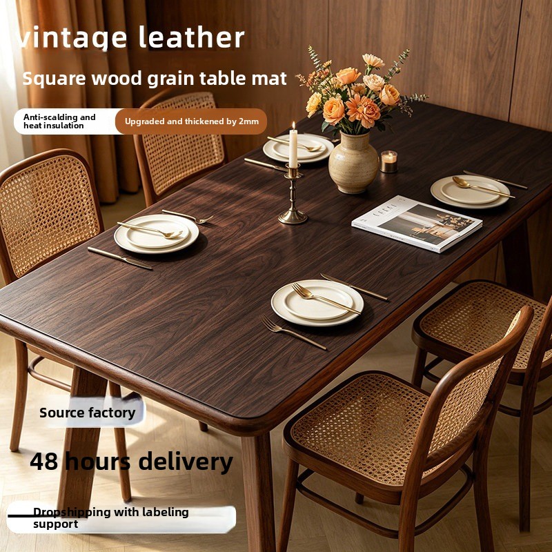 Faux Wood Grain Leather Table  - Home Textiles News review and price