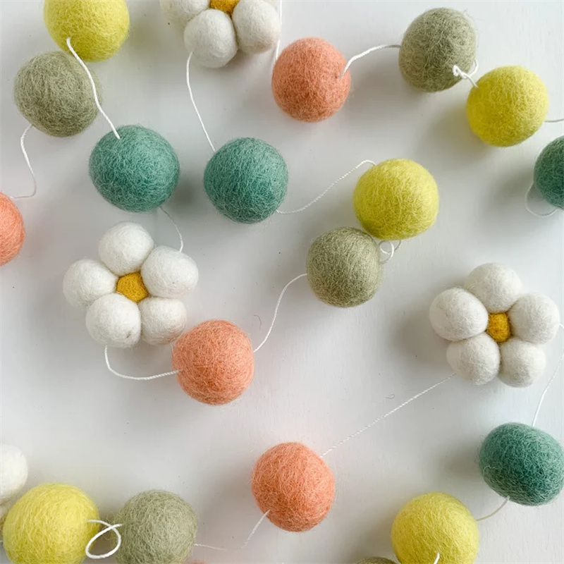 Ins Wool Felt Balls Daisy Flow - Home Textiles Usa review and price