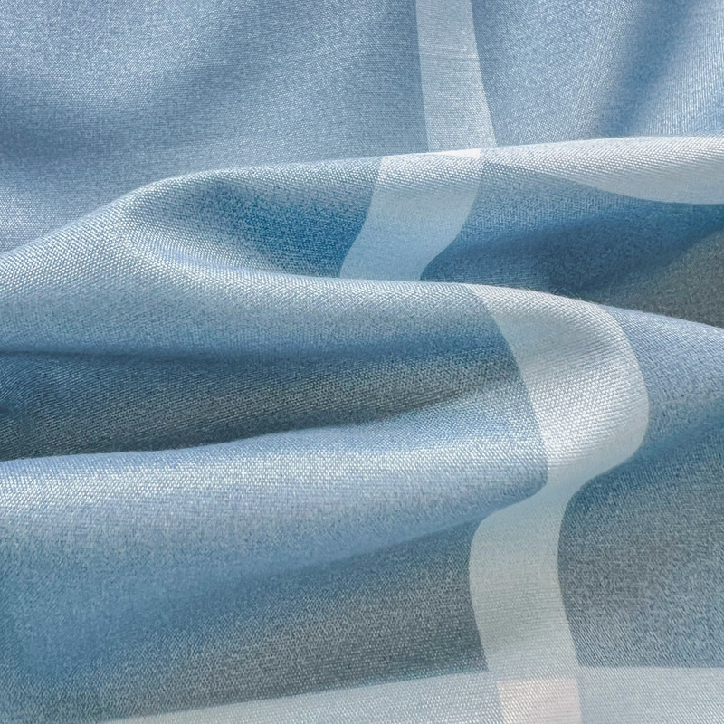 4PCS Light Blue Grid Bedding S - Linen Duvet Cover review and price