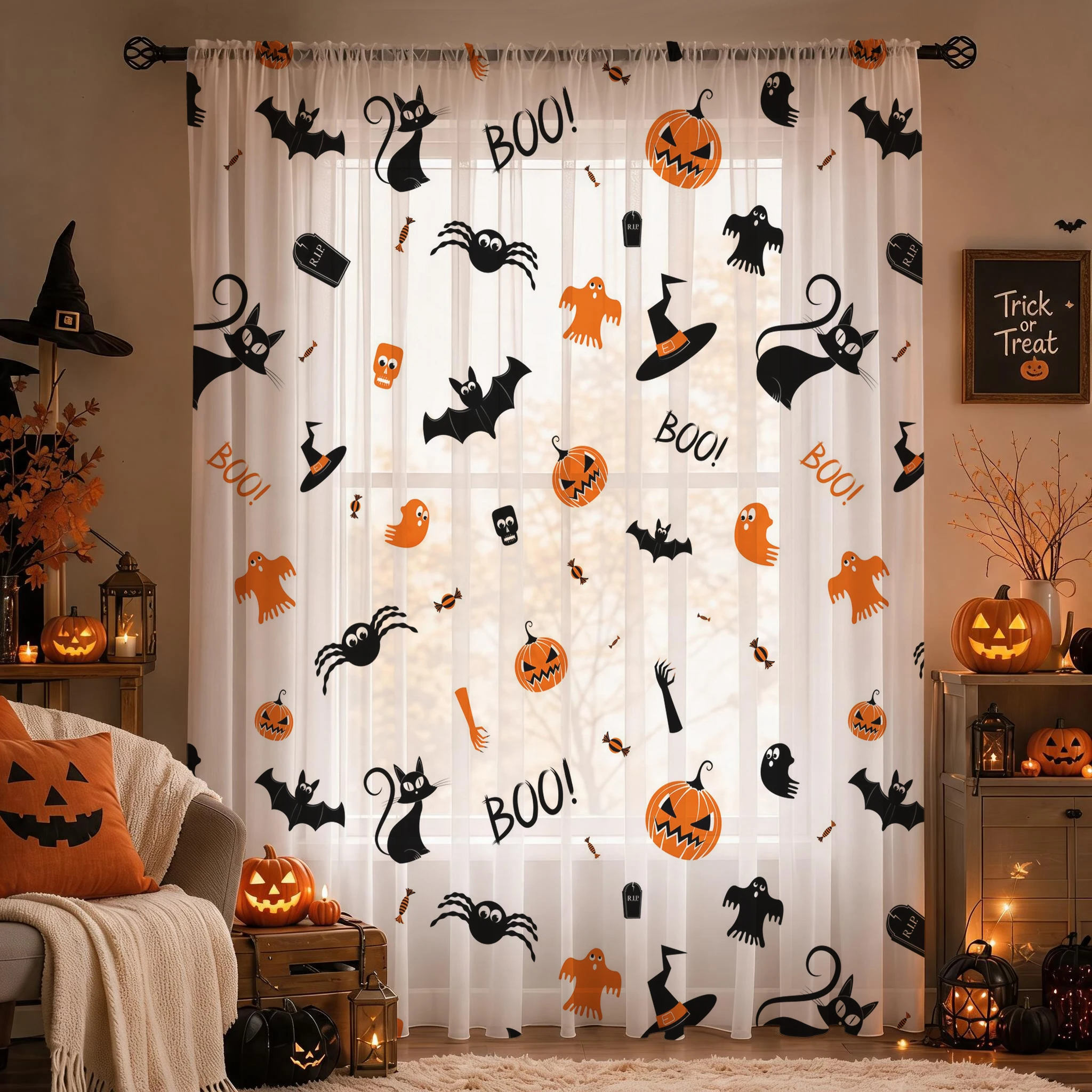 Halloween Festival Sheer Curta - Curtain Sheer Voile review and price