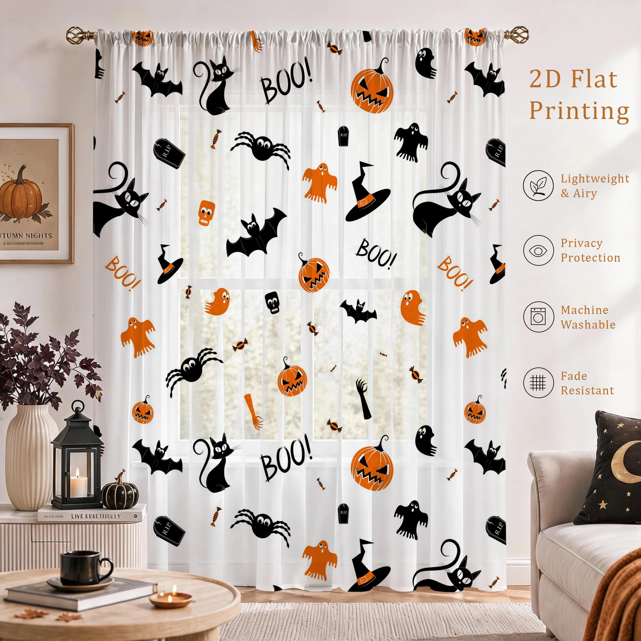 Halloween Festival Sheer Curta - Curtain Sheer Voile review and price