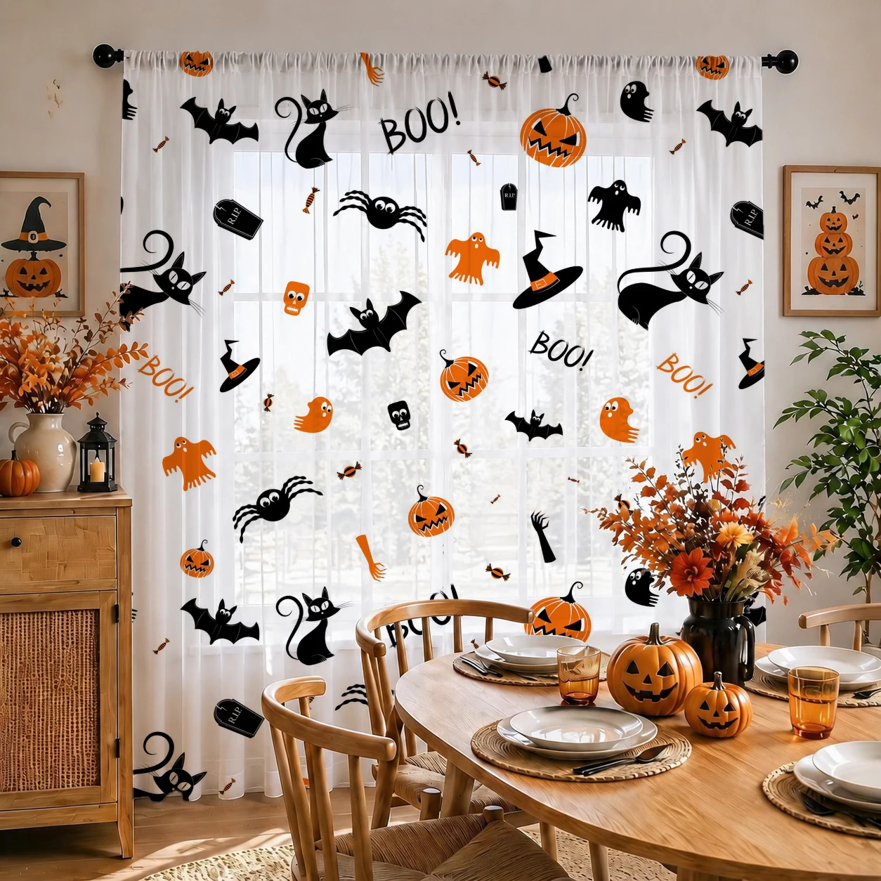 Halloween Festival Sheer Curta - Curtain Sheer Voile review and price