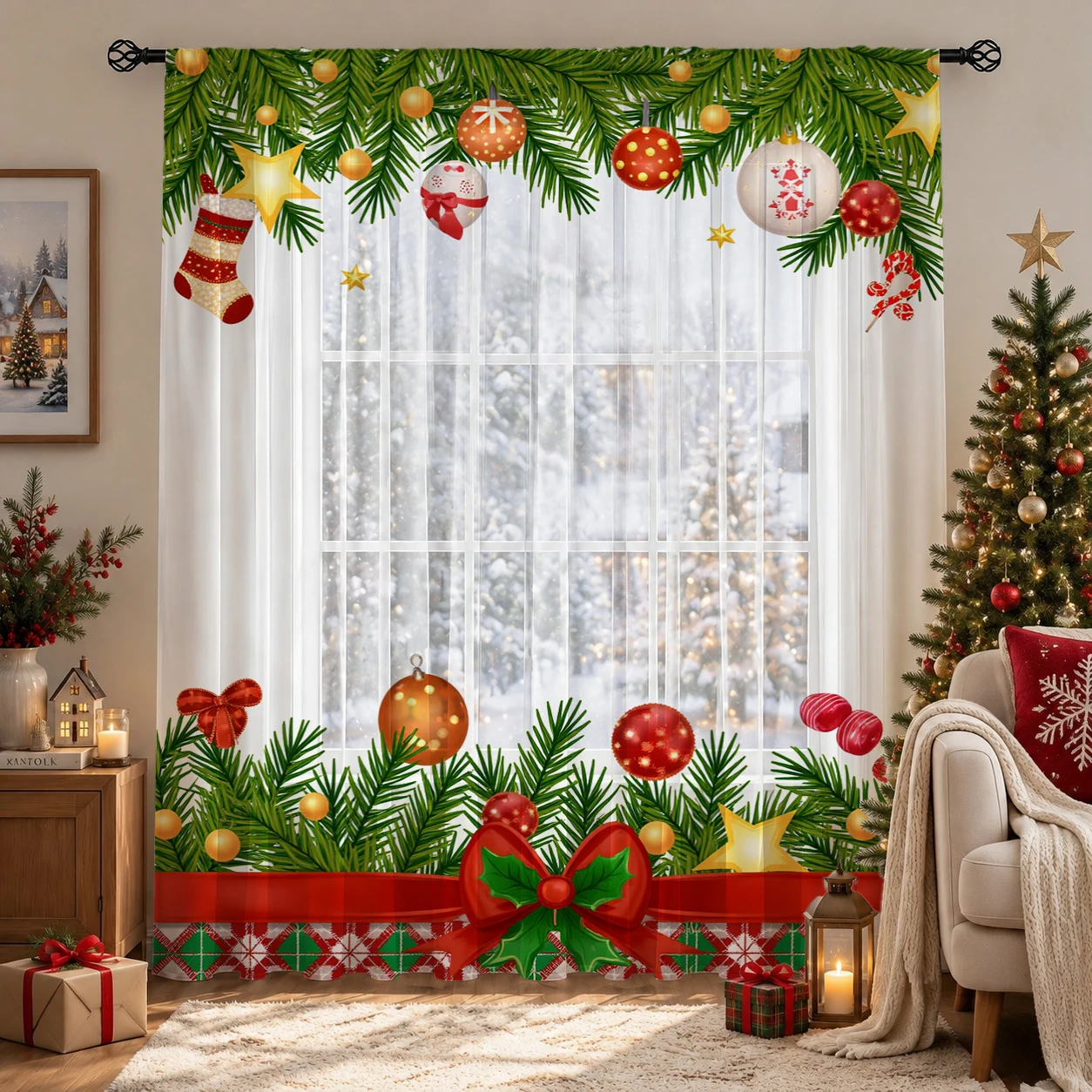 Christmas Day Gradient Sheer C - Curtain Sheer Voile review and price