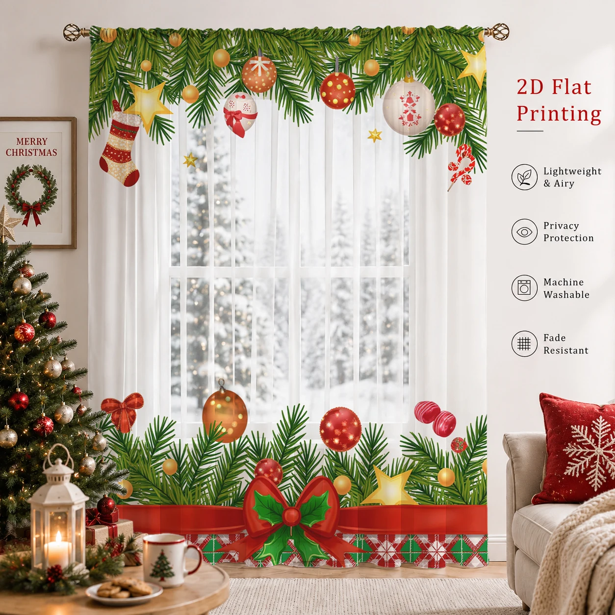 Christmas Day Gradient Sheer C - Curtain Sheer Voile review and price