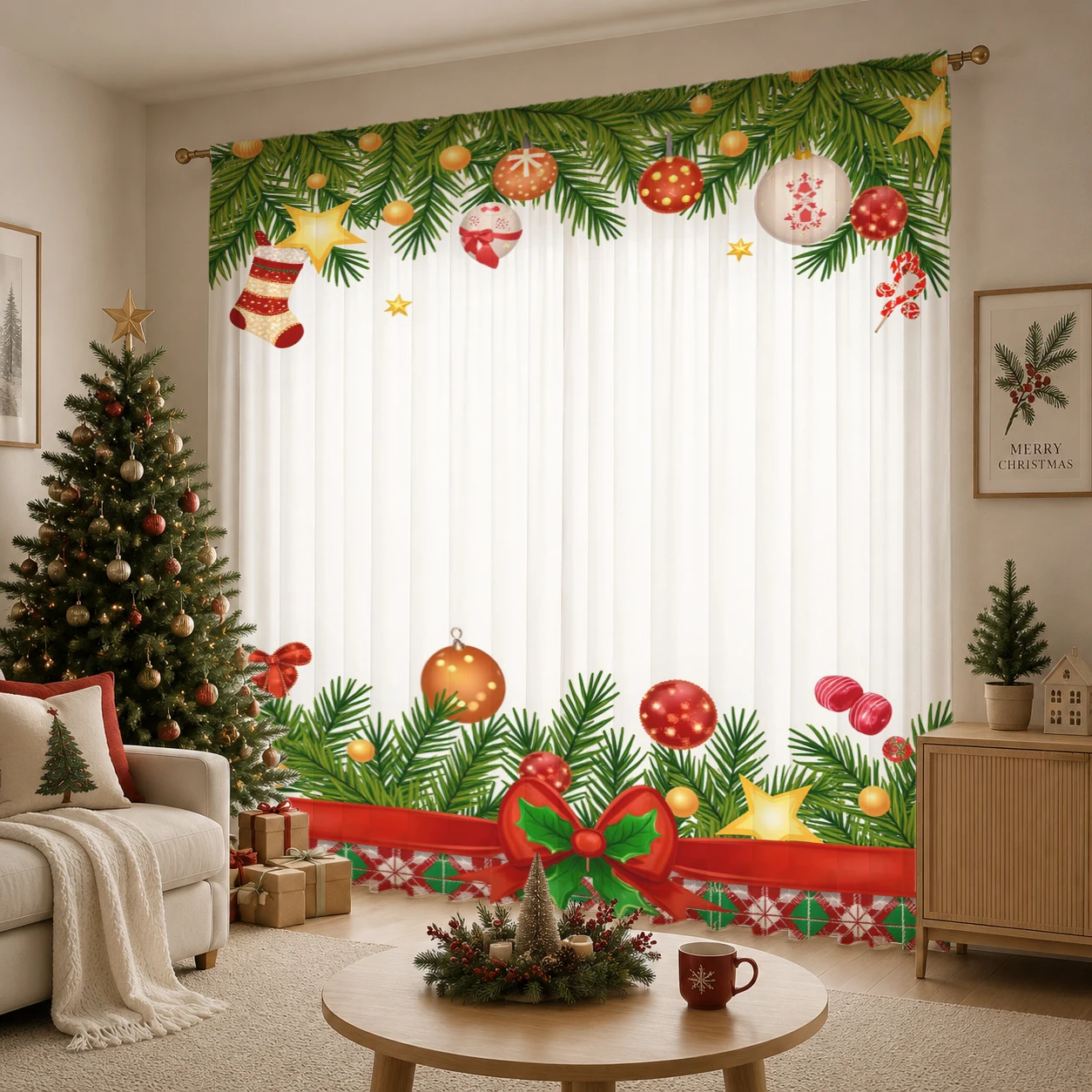Christmas Day Gradient Sheer C - Curtain Sheer Voile review and price