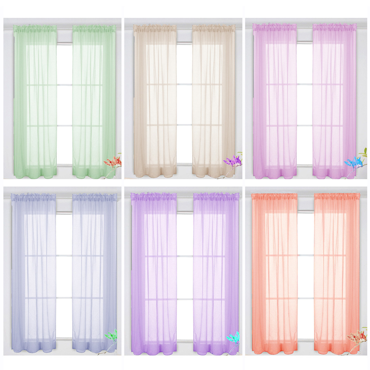 Solid Color Red Transparent Wi - Curtain Sheer Voile review and price