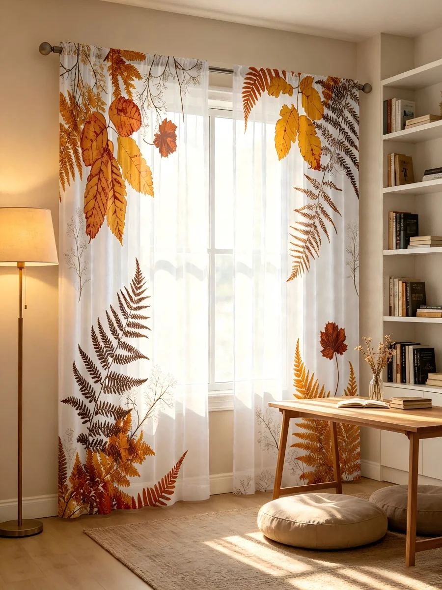 2PCS Digital Print Sheer Curta - Curtain Sheer Voile review and price