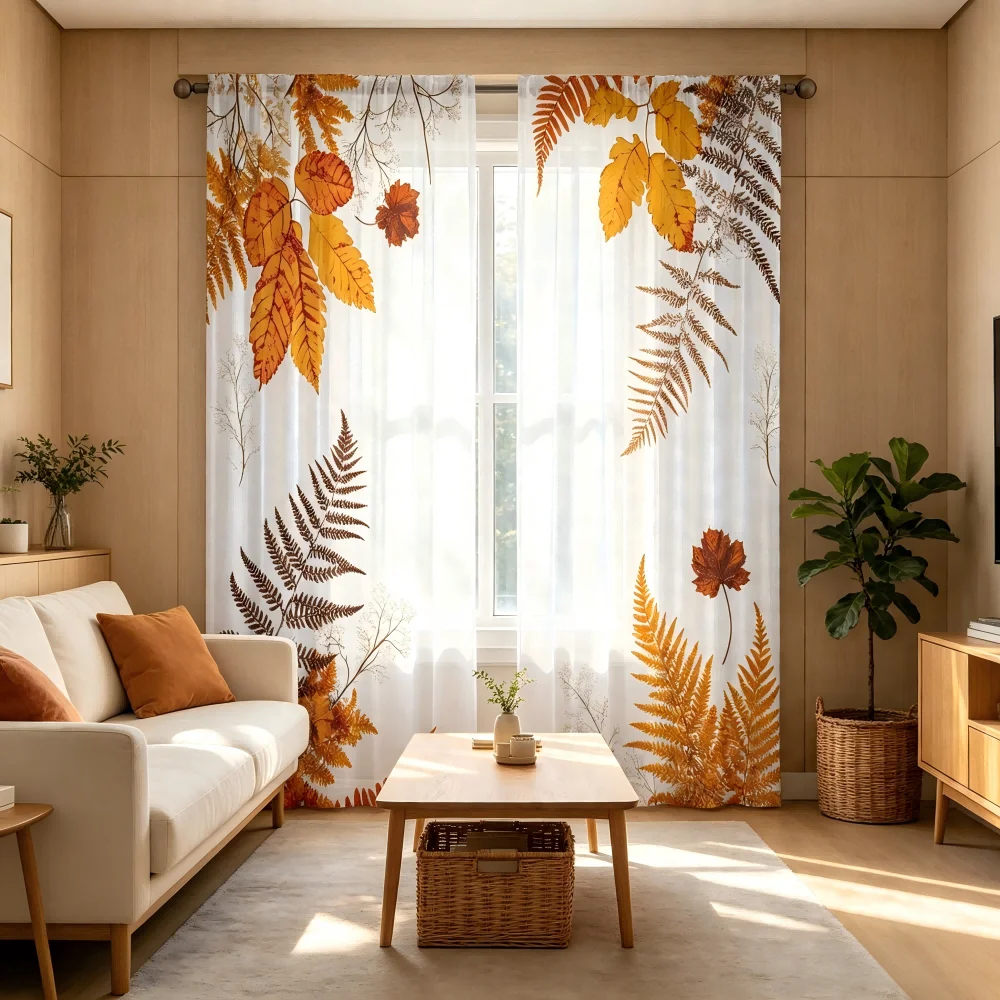 2PCS Digital Print Sheer Curta - Curtain Sheer Voile review and price