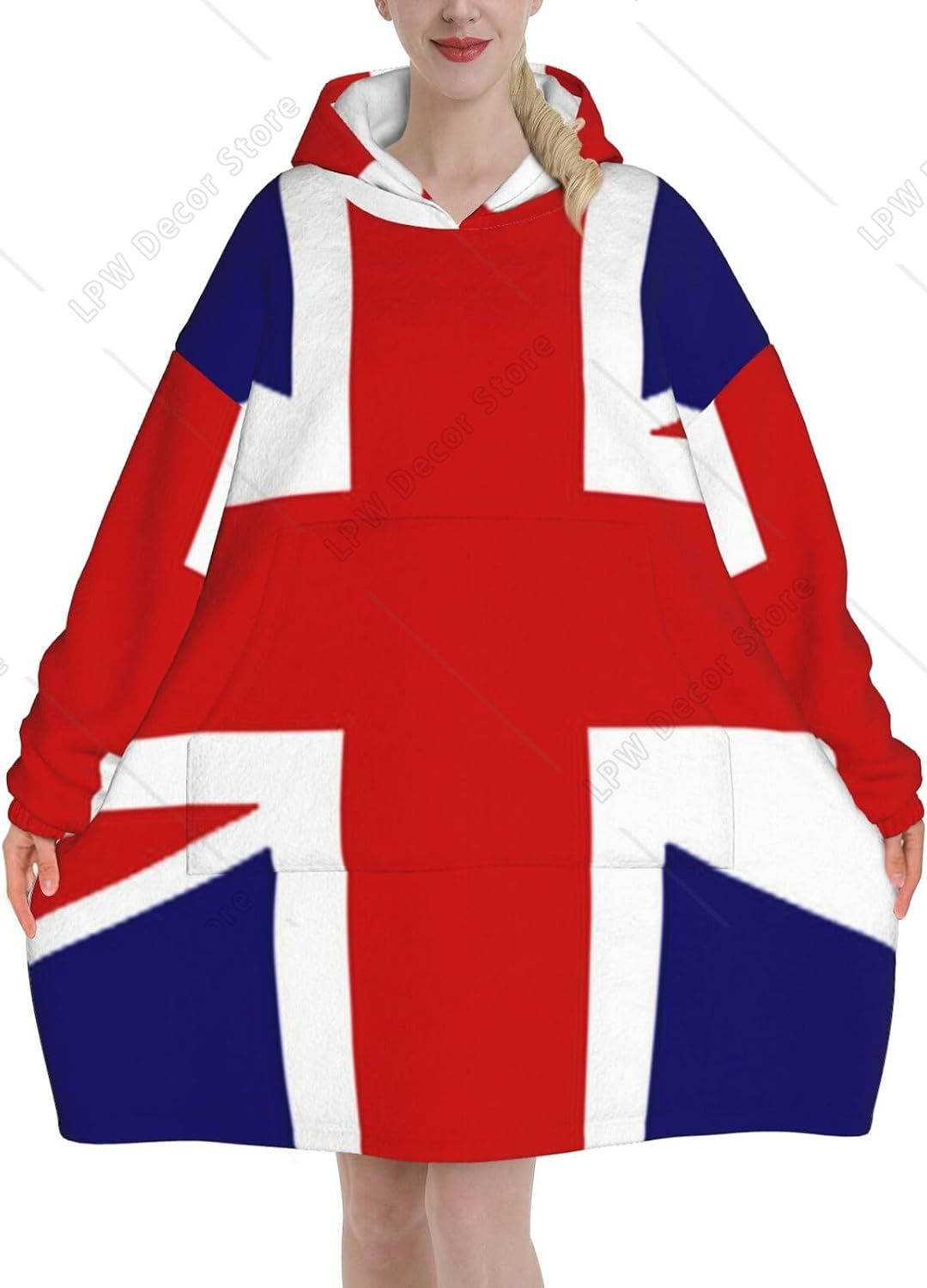 Uk Flag Print Blanket Hoodies  - Home Textiles Uk review and price