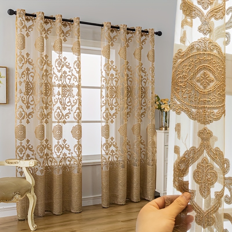 1pc Khaki 3D Embossed Sheer Cu - Curtain Sheer Voile review and price
