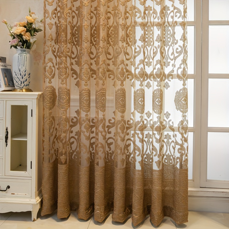 1pc Khaki 3D Embossed Sheer Cu - Curtain Sheer Voile review and price