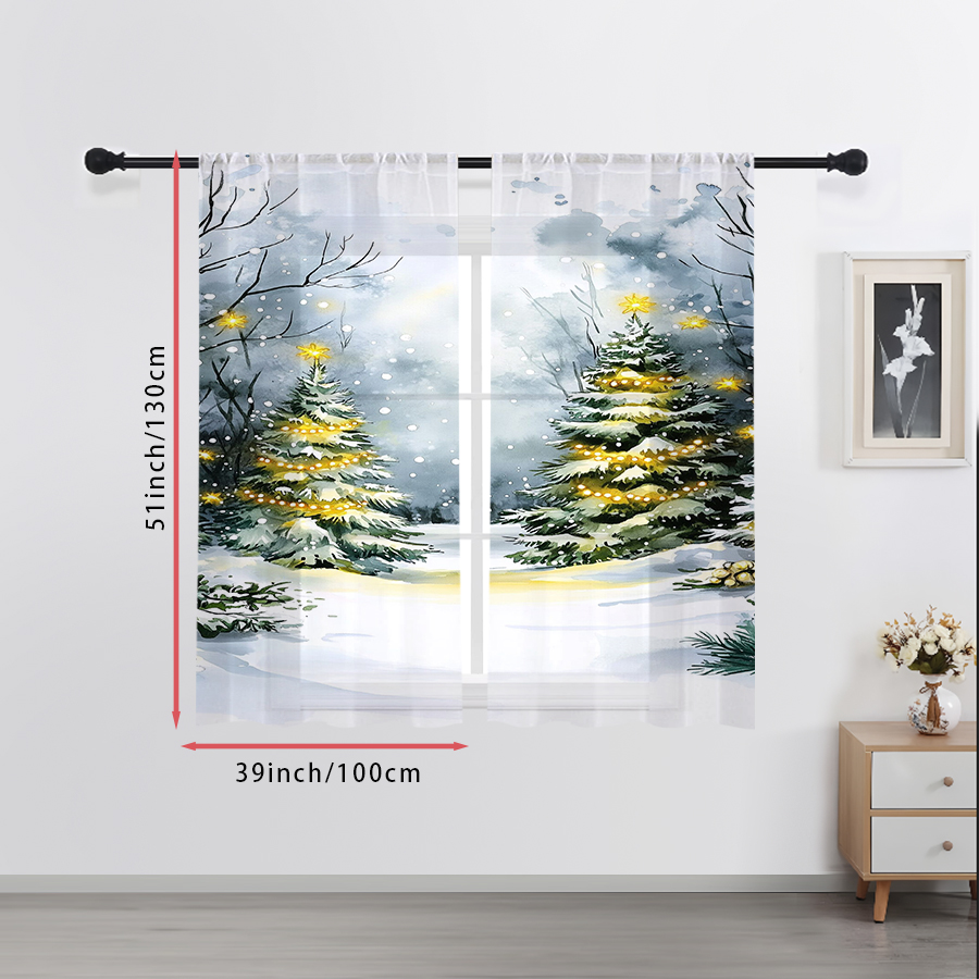 2PCS Sheer Curtains Watercolor - Curtain Sheer Voile review and price