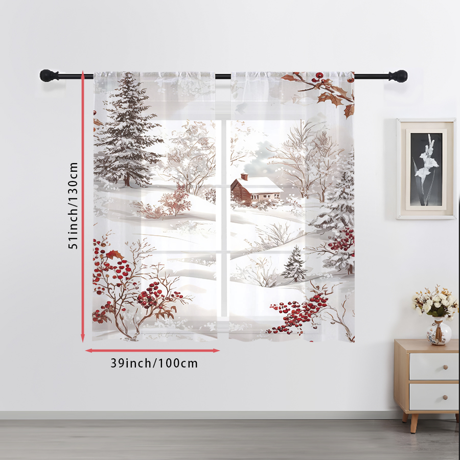 2PCS Sheer Curtains Winter Sno - Curtain Sheer Voile review and price