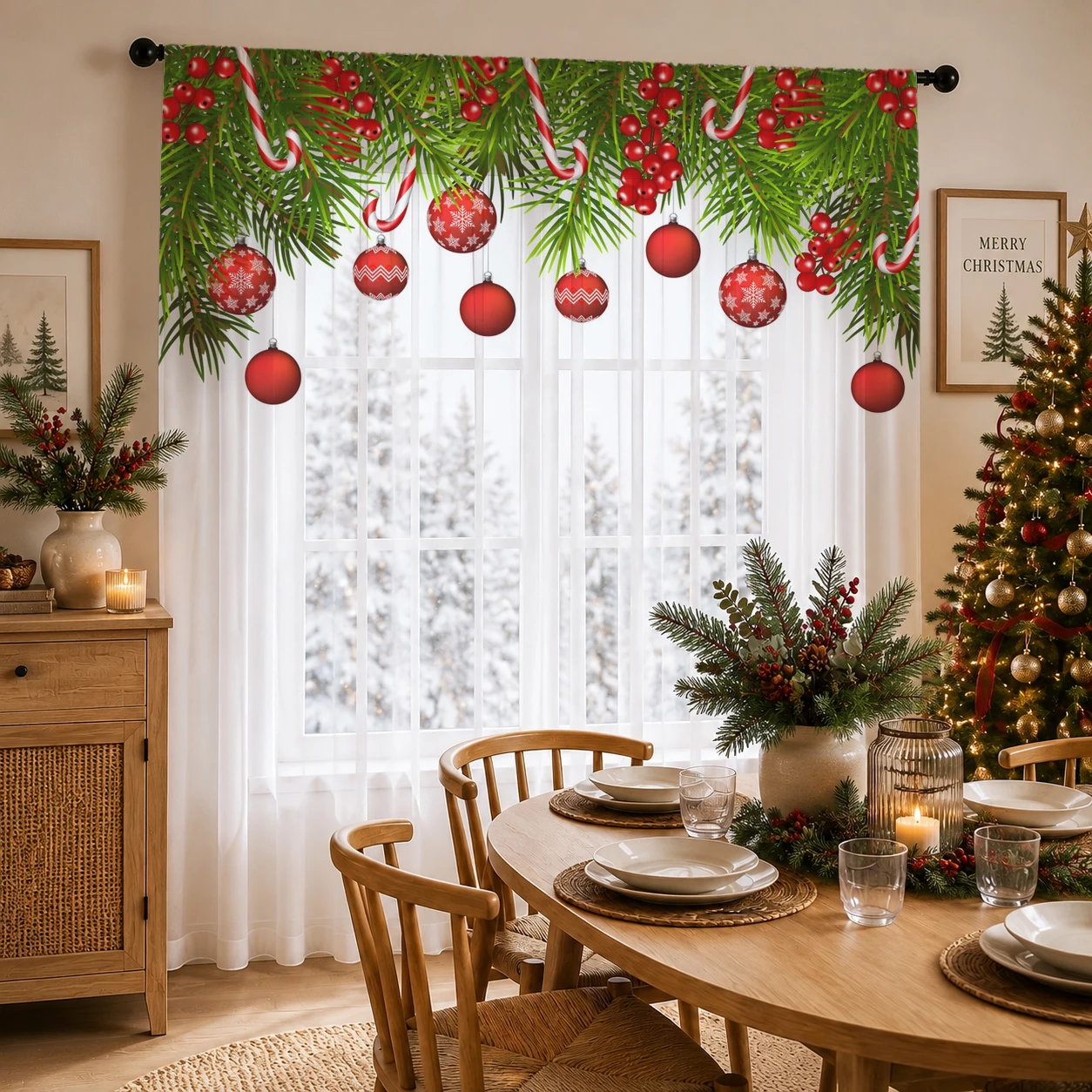 Christmas Gradient Sheer Curta - Curtain Sheer Voile review and price