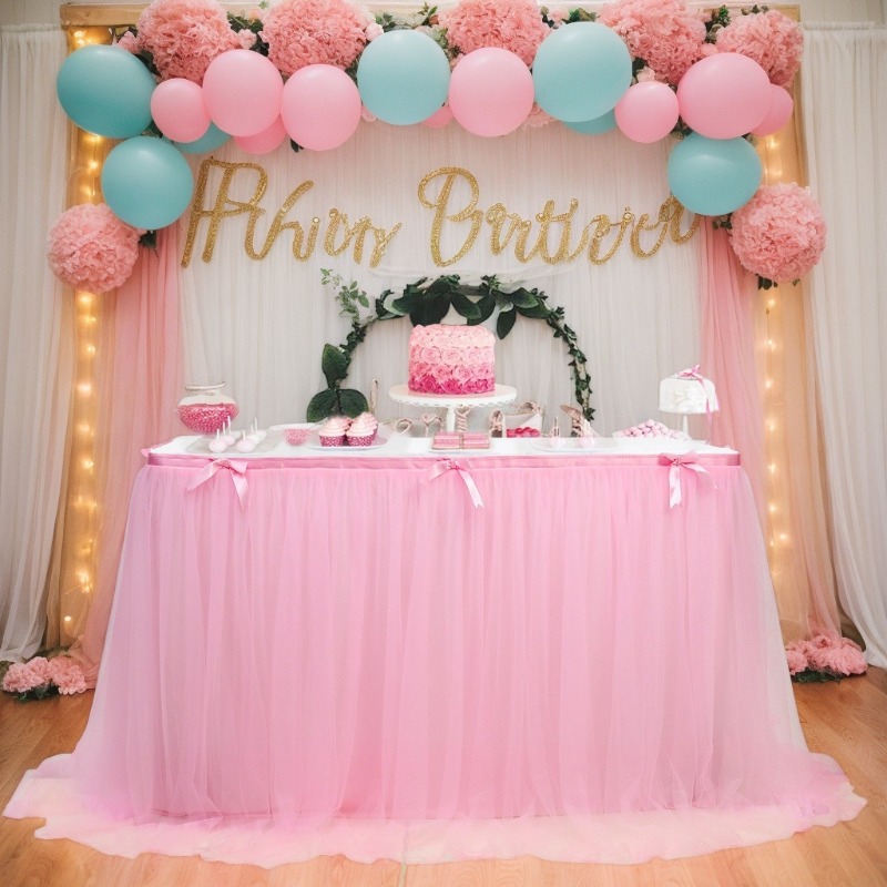 Tulle Table Skirt Tutu Ruffle  - Home Textiles News review and price