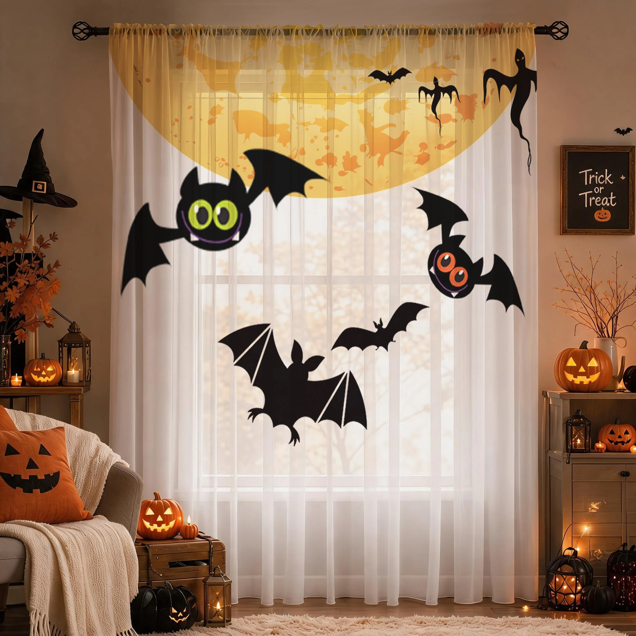 Halloween Day Gradient Sheer C - Curtain Sheer Voile review and price