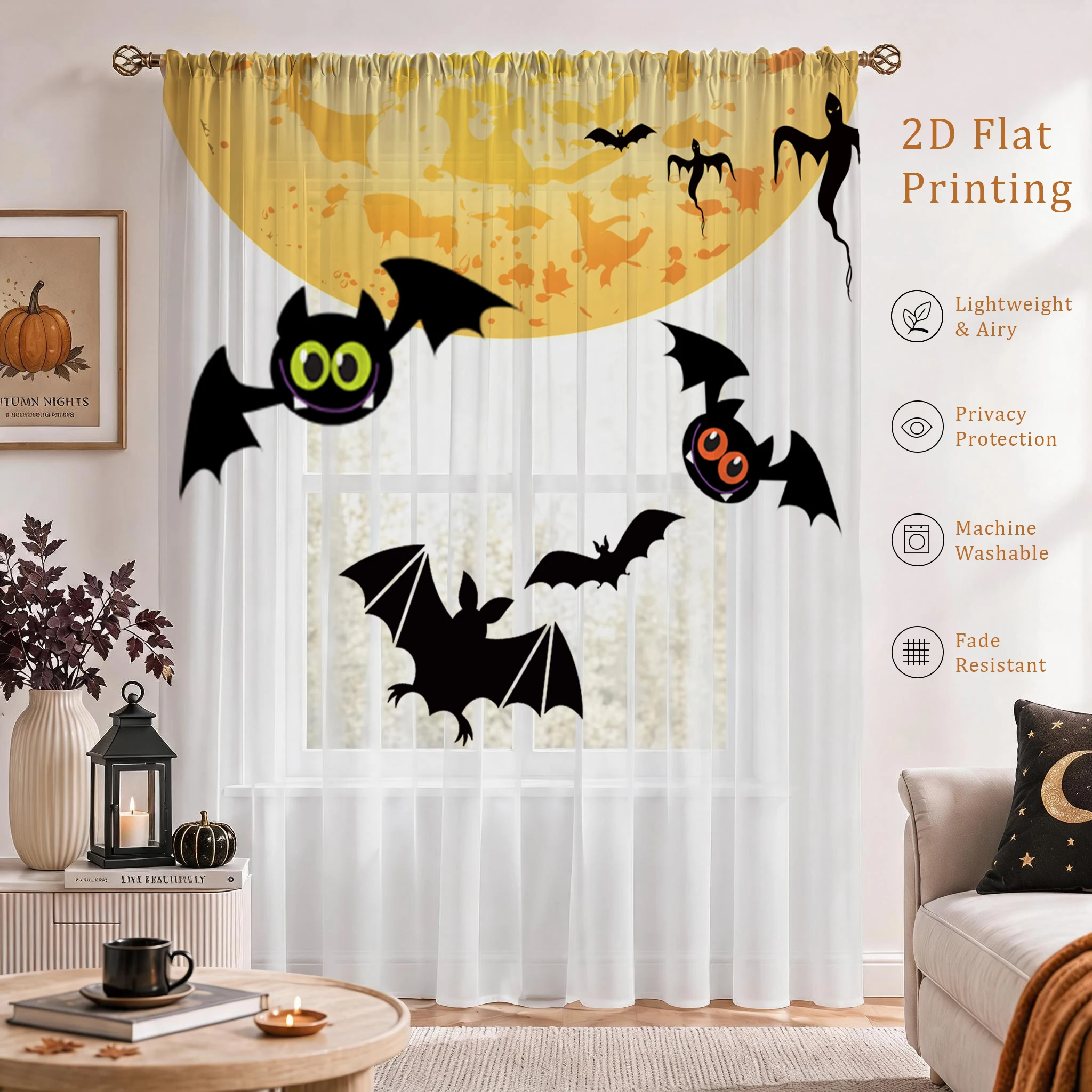 Halloween Day Gradient Sheer C - Curtain Sheer Voile review and price