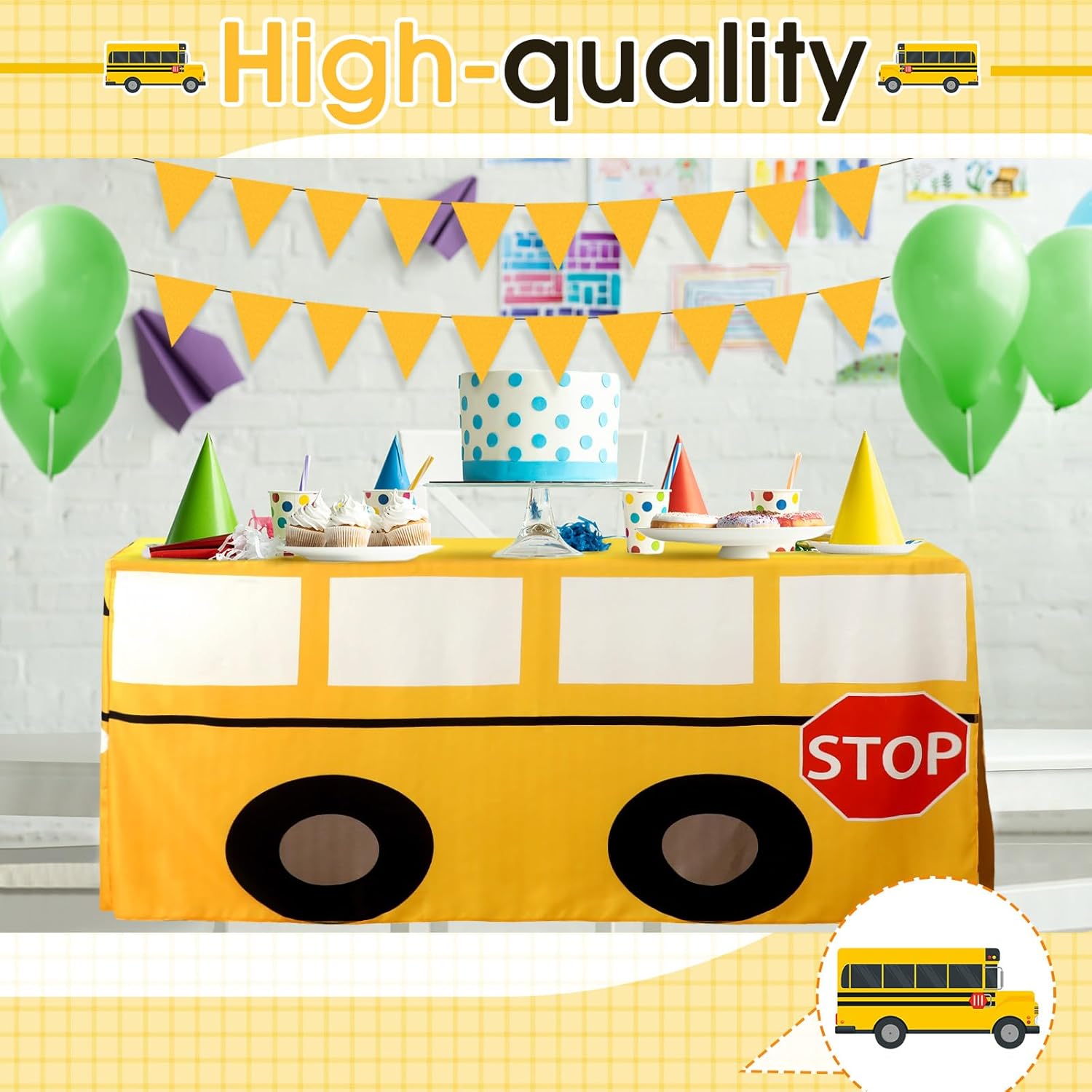 Cartoon School Bus Tablecloth  - Home Textiles News review and price
